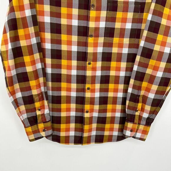 MASSIMO DUTTI Men's Brown Yellow Plaid 100% Cotton Button Up Shirt Size Small - Picture 4 of 6